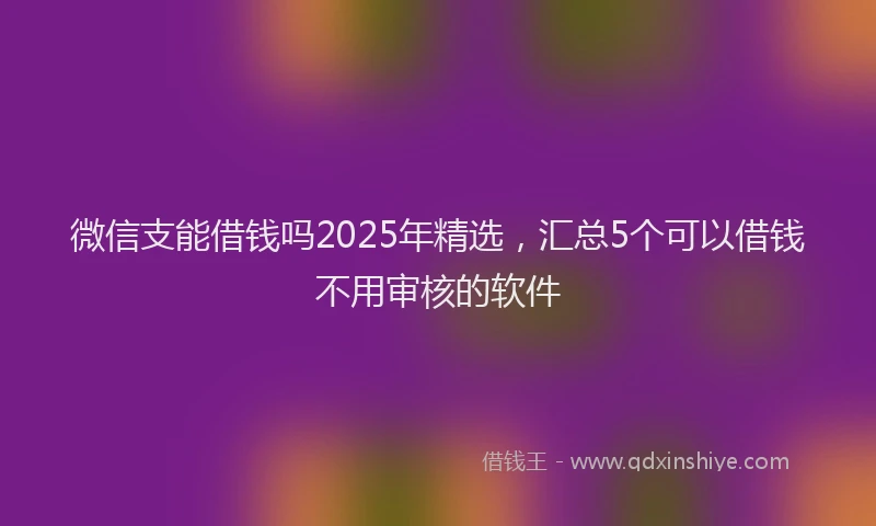 微信支能借钱吗2025年精选，汇总5个可以借钱不用审核的软件