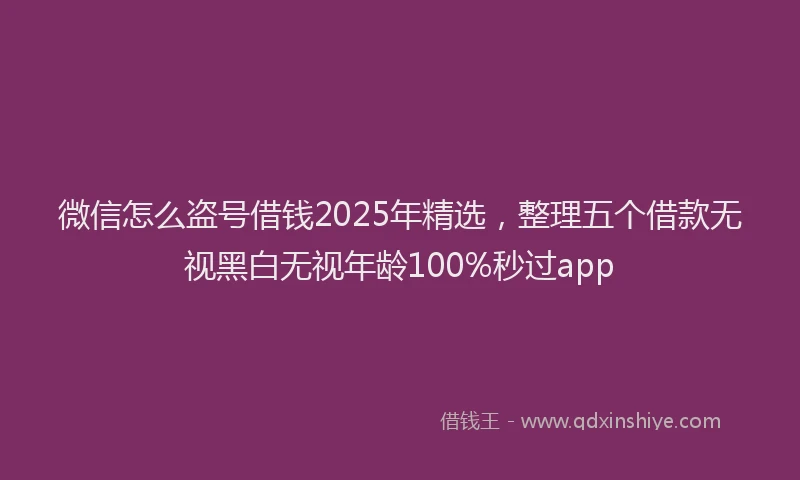 微信怎么盗号借钱2025年精选，整理五个借款无视黑白无视年龄100%秒过app
