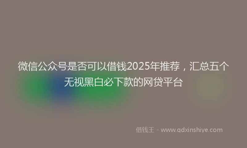 微信公众号是否可以借钱2025年推荐，汇总五个无视黑白必下款的网贷平台