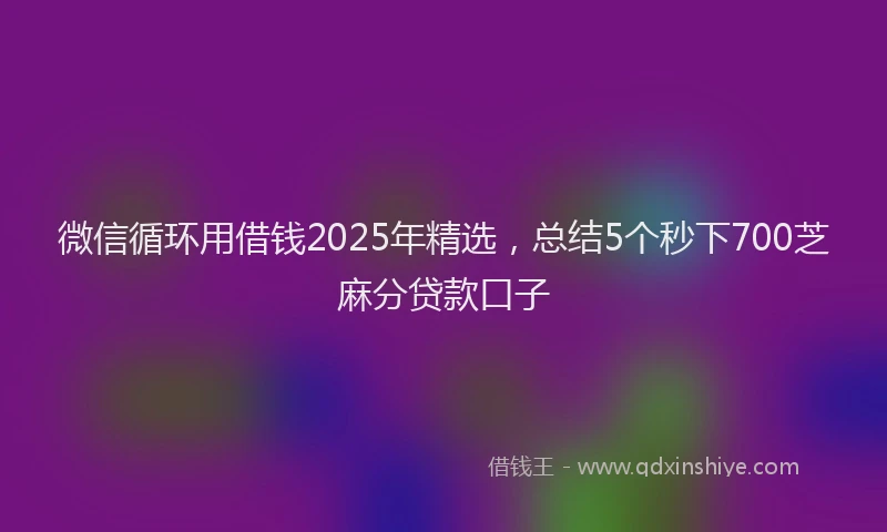 微信循环用借钱2025年精选，总结5个秒下700芝麻分贷款口子