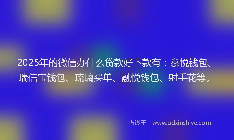2025年的微信办什么贷款好下款有：鑫悦钱包、瑞信宝钱包、琉璃买单、融悦钱包、射手花等。