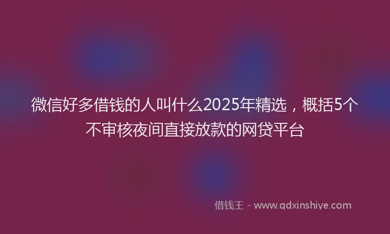 微信好多借钱的人叫什么2025年精选，概括5个不审核夜间直接放款的网贷平台