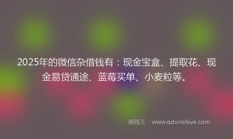 2025年的微信杂借钱有：现金宝盒、提取花、现金易贷通途、蓝莓买单、小麦粒等。