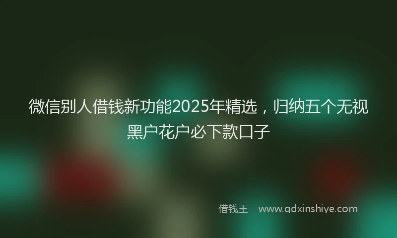 微信别人借钱新功能2025年精选，归纳五个无视黑户花户必下款口子