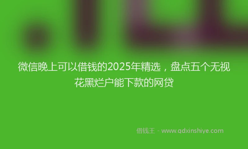 微信晚上可以借钱的2025年精选，盘点五个无视花黑烂户能下款的网贷