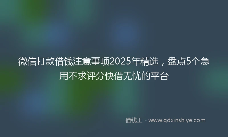 微信打款借钱注意事项2025年精选，盘点5个急用不求评分快借无忧的平台