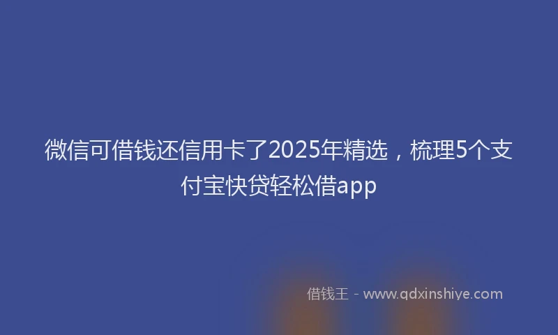 微信可借钱还信用卡了2025年精选，梳理5个支付宝快贷轻松借app