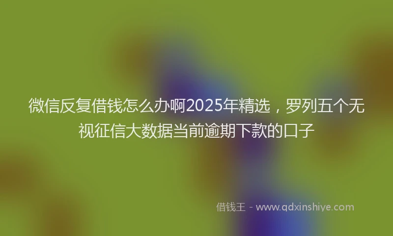 微信反复借钱怎么办啊2025年精选，罗列五个无视征信大数据当前逾期下款的口子