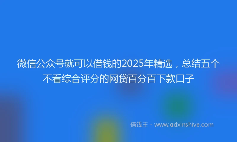 微信公众号就可以借钱的2025年精选，总结五个不看综合评分的网贷百分百下款口子