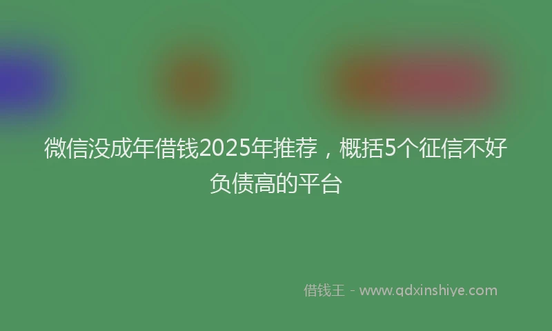 微信没成年借钱2025年推荐，概括5个征信不好负债高的平台