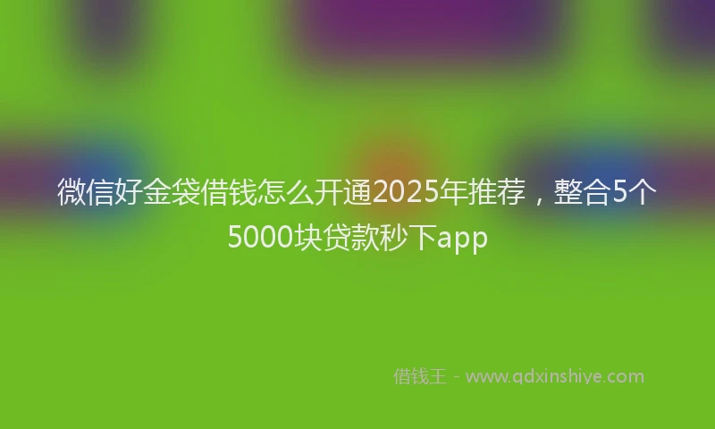 微信好金袋借钱怎么开通2025年推荐，整合5个5000块贷款秒下app
