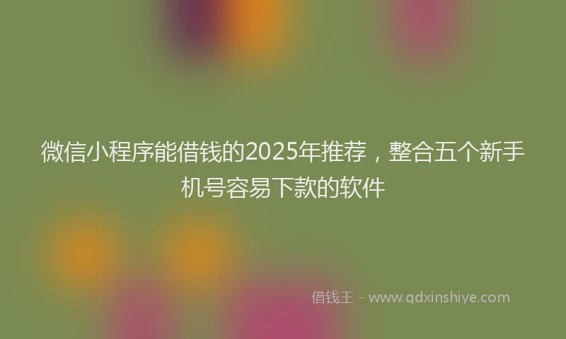 微信小程序能借钱的2025年推荐，整合五个新手机号容易下款的软件