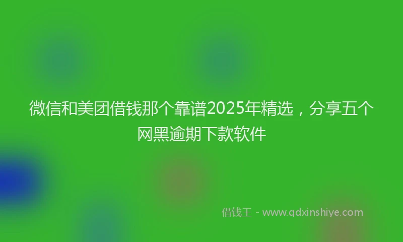 微信和美团借钱那个靠谱2025年精选，分享五个网黑逾期下款软件
