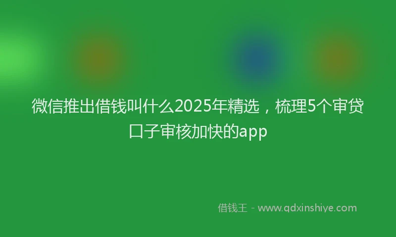微信推出借钱叫什么2025年精选，梳理5个审贷口子审核加快的app
