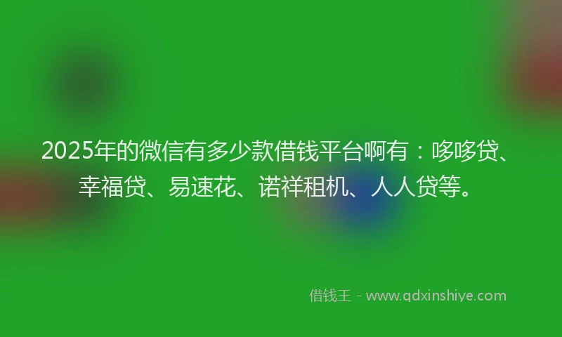 2025年的微信有多少款借钱平台啊有：哆哆贷、幸福贷、易速花、诺祥租机、人人贷等。