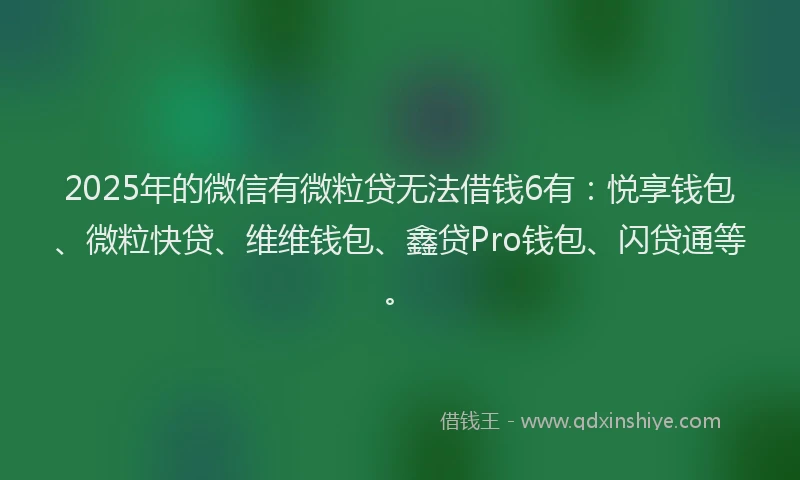 2025年的微信有微粒贷无法借钱6有：悦享钱包、微粒快贷、维维钱包、鑫贷Pro钱包、闪贷通等。