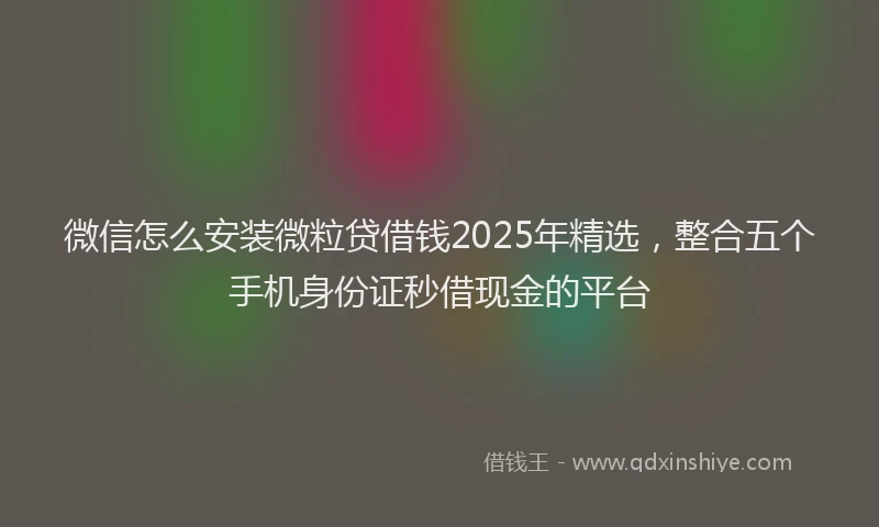 微信怎么安装微粒贷借钱2025年精选，整合五个手机身份证秒借现金的平台
