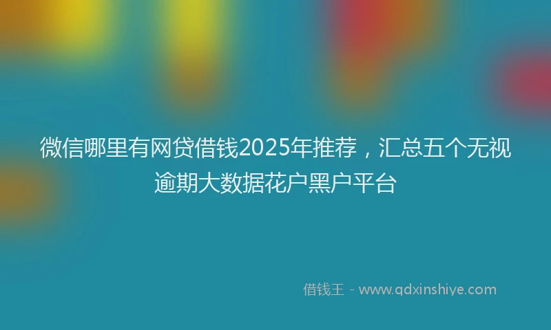 微信哪里有网贷借钱2025年推荐，汇总五个无视逾期大数据花户黑户平台