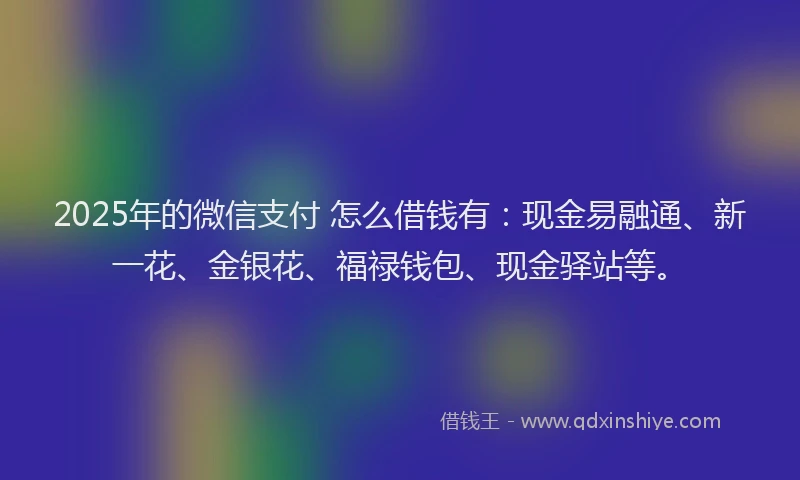 2025年的微信支付 怎么借钱有：现金易融通、新一花、金银花、福禄钱包、现金驿站等。