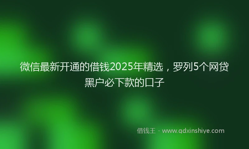 微信最新开通的借钱2025年精选，罗列5个网贷黑户必下款的口子