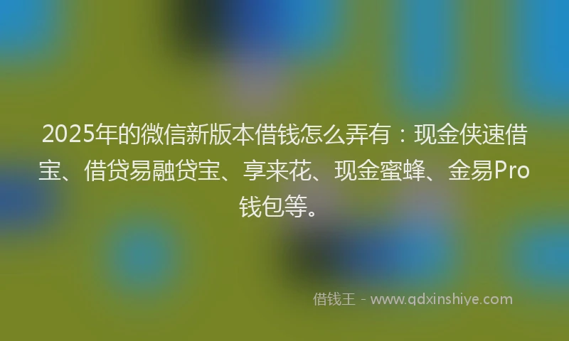 2025年的微信新版本借钱怎么弄有：现金侠速借宝、借贷易融贷宝、享来花、现金蜜蜂、金易Pro钱包等。
