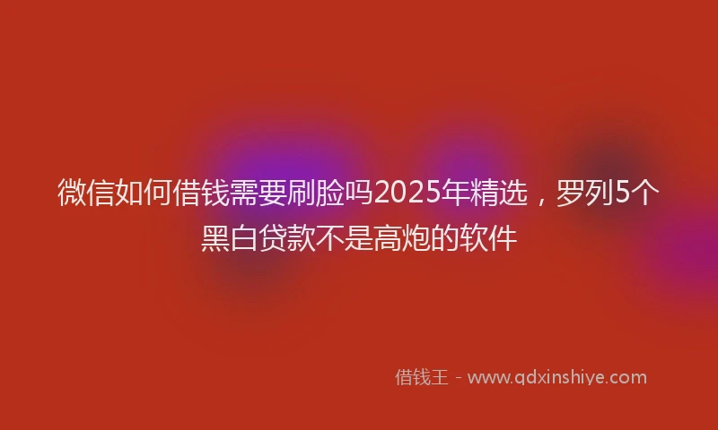 微信如何借钱需要刷脸吗2025年精选，罗列5个黑白贷款不是高炮的软件