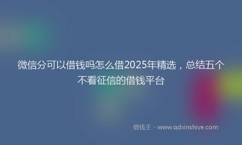 微信分可以借钱吗怎么借2025年精选，总结五个不看征信的借钱平台