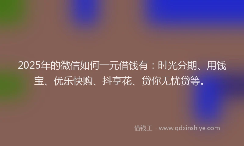 2025年的微信如何一元借钱有：时光分期、用钱宝、优乐快购、抖享花、贷你无忧贷等。