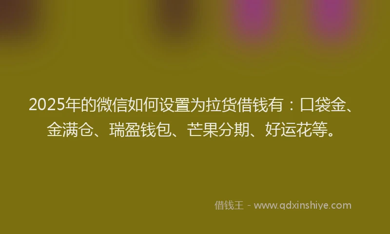 2025年的微信如何设置为拉货借钱有：口袋金、金满仓、瑞盈钱包、芒果分期、好运花等。