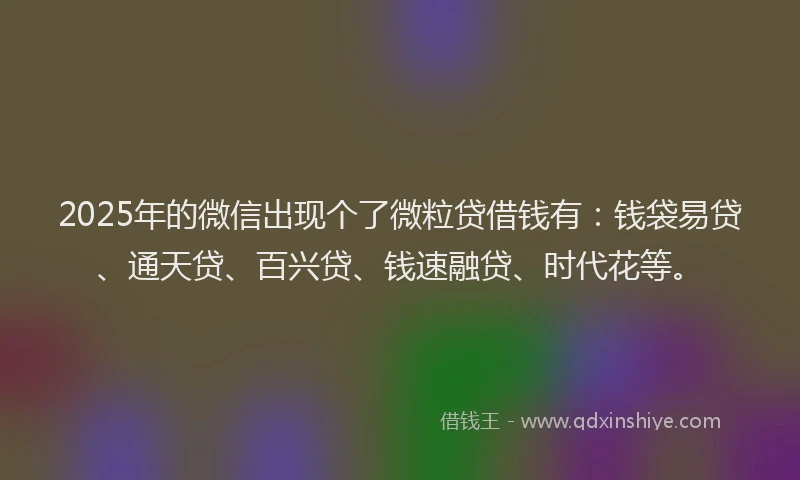 2025年的微信出现个了微粒贷借钱有：钱袋易贷、通天贷、百兴贷、钱速融贷、时代花等。