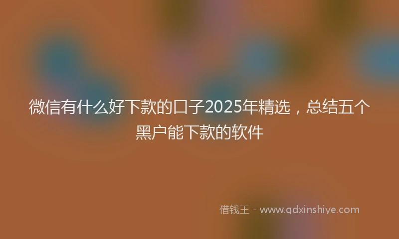 微信有什么好下款的口子2025年精选，总结五个黑户能下款的软件