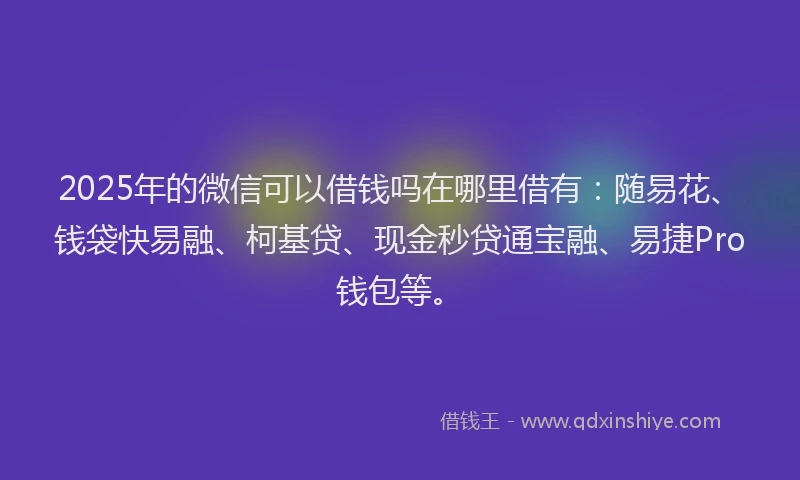2025年的微信可以借钱吗在哪里借有：随易花、钱袋快易融、柯基贷、现金秒贷通宝融、易捷Pro钱包等。