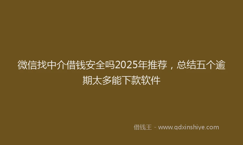 微信找中介借钱安全吗2025年推荐，总结五个逾期太多能下款软件