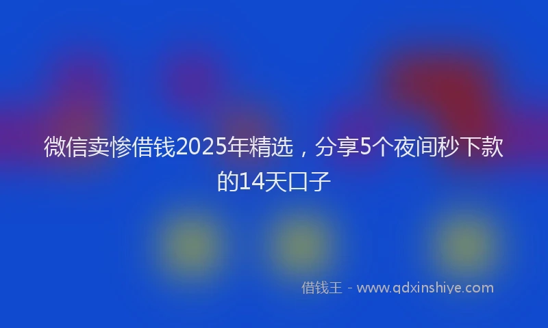 微信卖惨借钱2025年精选，分享5个夜间秒下款的14天口子