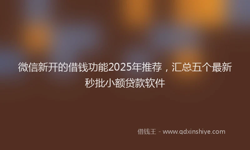 微信新开的借钱功能2025年推荐，汇总五个最新秒批小额贷款软件