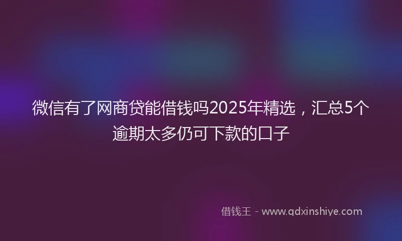 微信有了网商贷能借钱吗2025年精选，汇总5个逾期太多仍可下款的口子