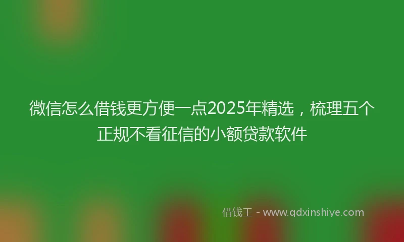 微信怎么借钱更方便一点2025年精选，梳理五个正规不看征信的小额贷款软件