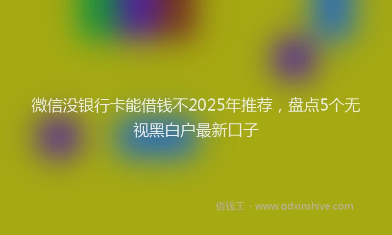 微信没银行卡能借钱不2025年推荐，盘点5个无视黑白户最新口子