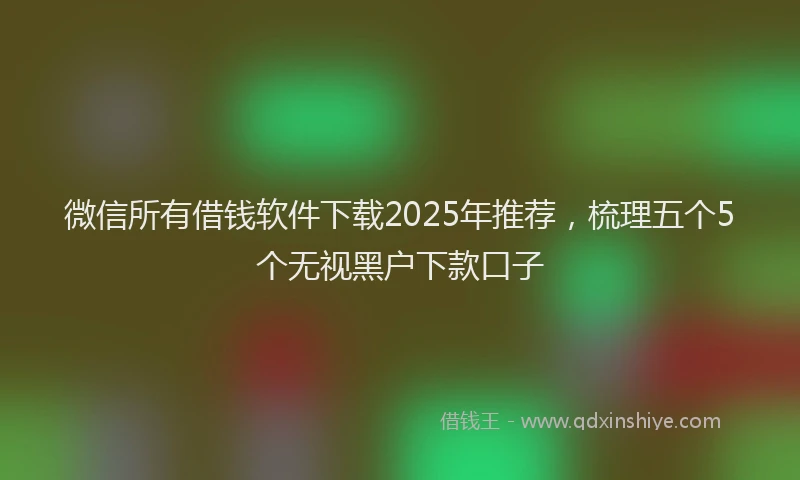 微信所有借钱软件下载2025年推荐，梳理五个5个无视黑户下款口子