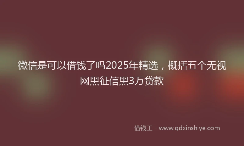 微信是可以借钱了吗2025年精选，概括五个无视网黑征信黑3万贷款