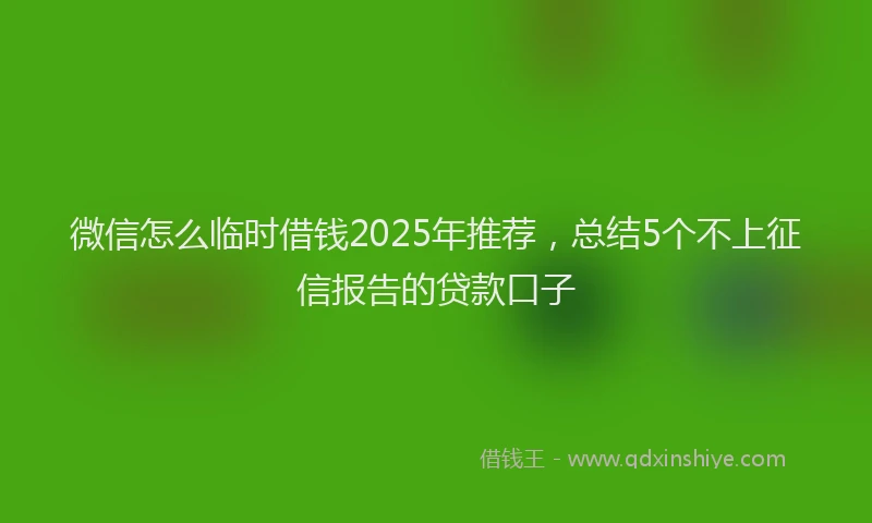 微信怎么临时借钱2025年推荐，总结5个不上征信报告的贷款口子