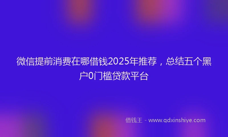 微信提前消费在哪借钱2025年推荐，总结五个黑户0门槛贷款平台