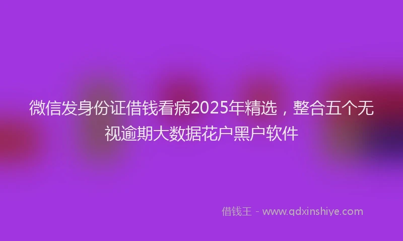 微信发身份证借钱看病2025年精选，整合五个无视逾期大数据花户黑户软件