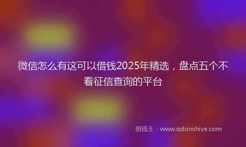 微信怎么有这可以借钱2025年精选，盘点五个不看征信查询的平台