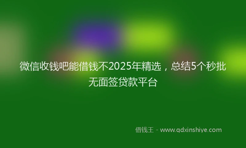 微信收钱吧能借钱不2025年精选，总结5个秒批无面签贷款平台