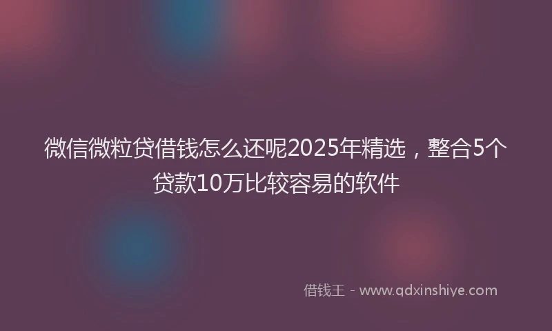 微信微粒贷借钱怎么还呢2025年精选，整合5个贷款10万比较容易的软件