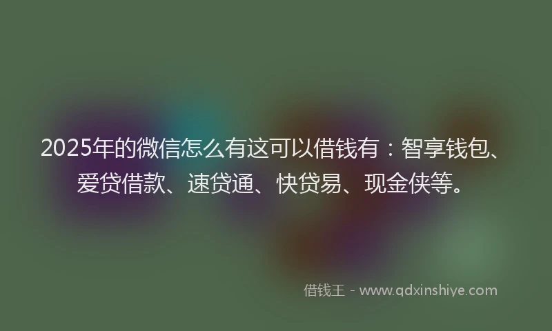 2025年的微信怎么有这可以借钱有：智享钱包、爱贷借款、速贷通、快贷易、现金侠等。