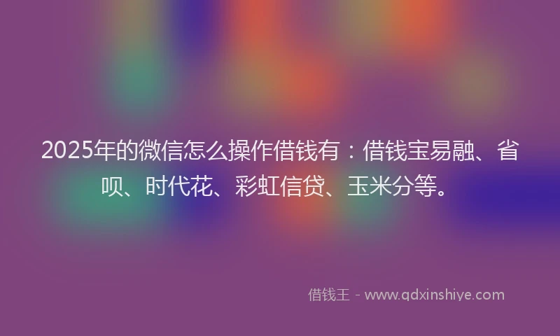 2025年的微信怎么操作借钱有：借钱宝易融、省呗、时代花、彩虹信贷、玉米分等。