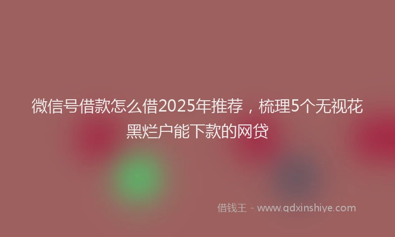 微信号借款怎么借2025年推荐，梳理5个无视花黑烂户能下款的网贷