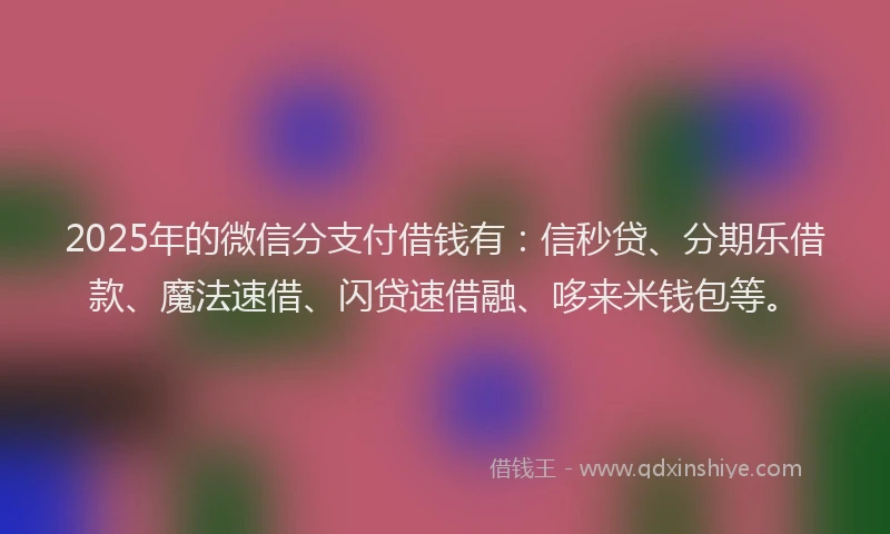 2025年的微信分支付借钱有：信秒贷、分期乐借款、魔法速借、闪贷速借融、哆来米钱包等。